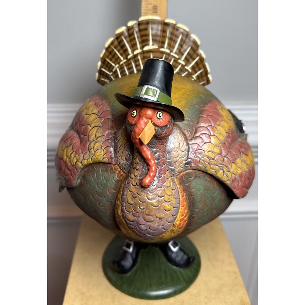 Department 56 Flip Tops Thanksgiving Turkey Candy Dish 2002 Gun Tip Missing - Picture 8 of 8